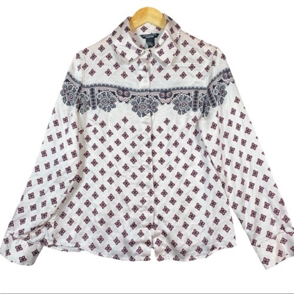 SALE! 🚨 Vintage Doncaster 100% Silk Red and Black Floral Pattern Long Sleeve